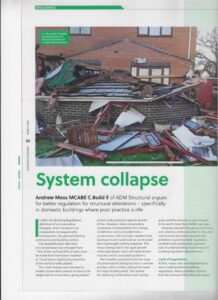 Copy of a CABE article detailing the risks of a system collapse of a conservatory following the structural alteration of its roof or windows with no Building Control approval.